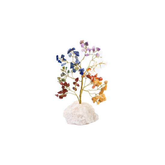 CHAKRA TREE WITH MILKY QUARTZ BASE