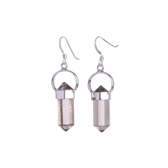 SMOKY QUARTZ DOUBLE TERMINATED HOOK EARINGS