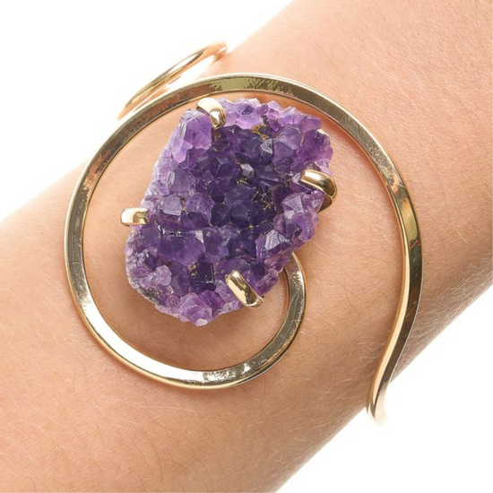 AMETHYST SWIRL BANGLE GOLD PLATED
