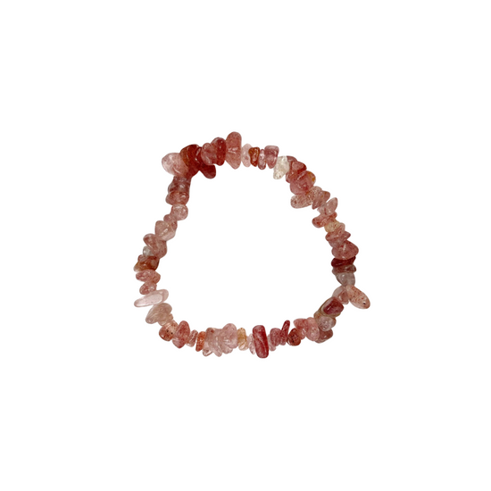 STRAWBERRY QUARTZ CHIP BRACELET