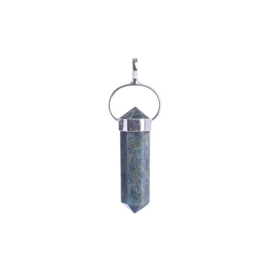 POLISHED BLUE APATITE IN STERLING SILVER PENDANT