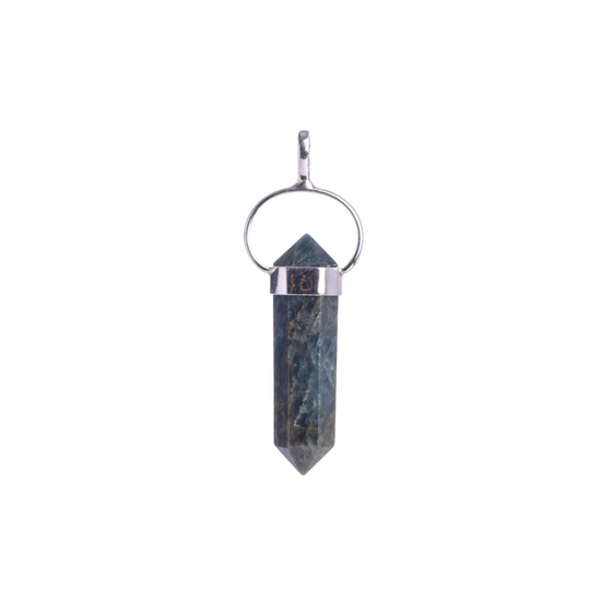 POLISHED BLUE APATITE IN STERLING SILVER PENDANT