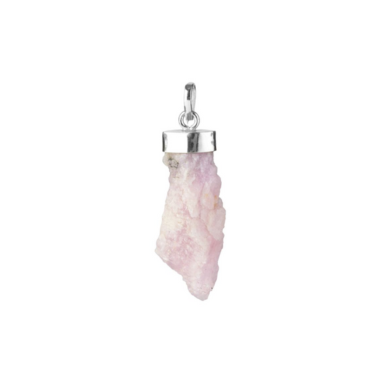 ROUGH KUNZITE PENDANT in 925 STERLING SILVER