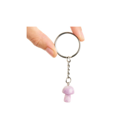 LEPIDOLITE MUSHROOM KEYRING