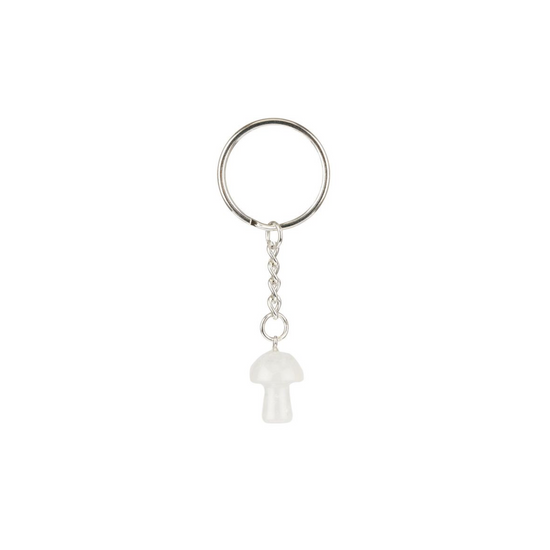 CLEAR QUARTZ MUSHROOM KEYRING