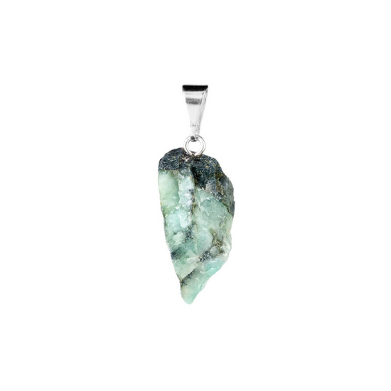 RAW EMERALD PENDANT WITH SILVER PLATED BAIL