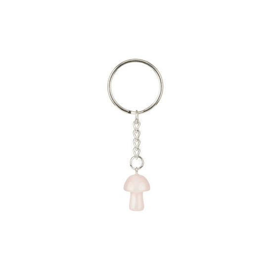 ROSE QUARTZ MUSHROOM KEYRING
