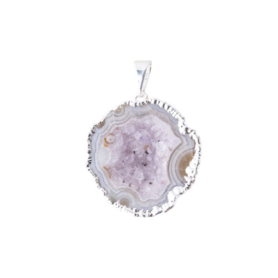 HALF GEODE PENDANT SILVER PLATED