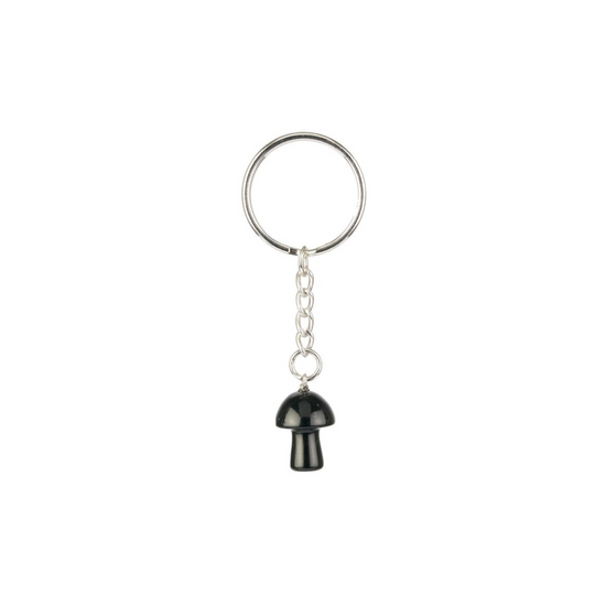 BLACK OBSIDIAN MUSHROOM KEYRING