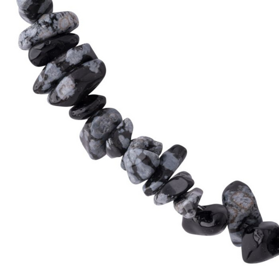 SNOWFLAKE  OBSIDIAN CHIP NECKLACE