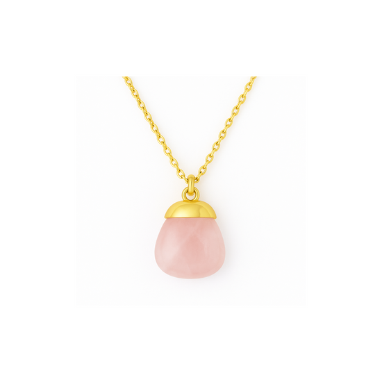 ROSE QUARTZ GOLD-PLATED TUMBLESTONE NECKLACE