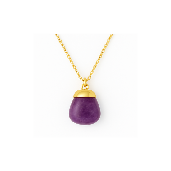 AMETHYST GOLD-PLATED TUMBLESTONE NECKLACE
