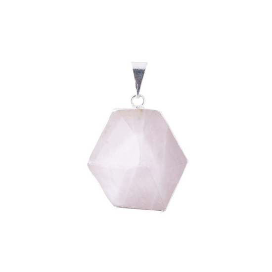 ROSE QUARTZ HEXAGONAL CHARM PENDANT