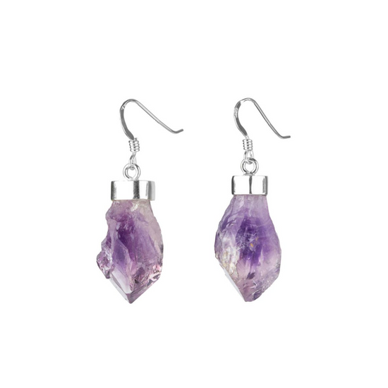 RAW AMETHYST STERLING SILVER EARRINGS