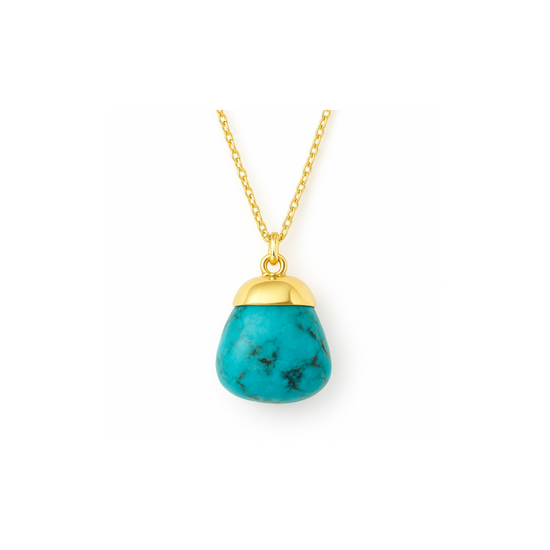 TURQUOISE GOLD-PLATED TUMBLESTONE NECKLACE