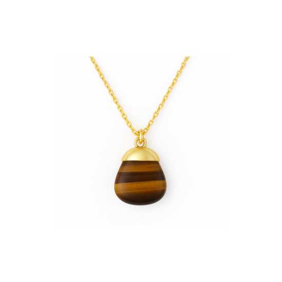 TIGERS EYE GOLDPLATED TUMBLESTONE NECKLACE