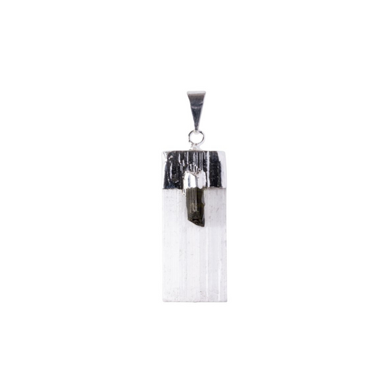 SELENITE PENDANT WITH TOURMALINE ACCENT