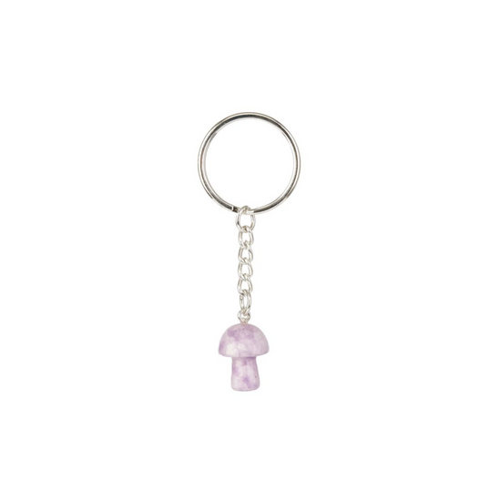 LEPIDOLITE MUSHROOM KEYRING