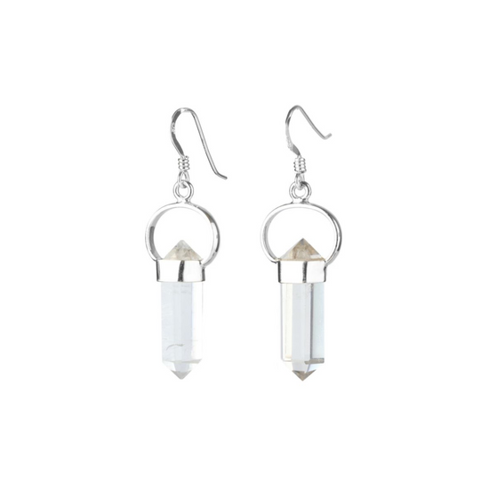 POLISHED QUARTZ DOUBLE TERMINATED EARRINGS