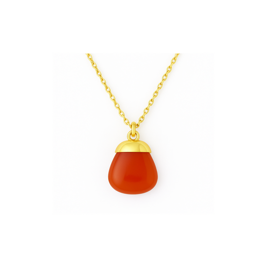 CARNELIAN GOLDPLATED TUMBLESTONE NECKLACE