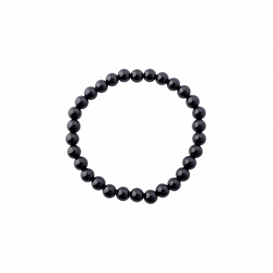 BLACK AGATE BEADED BRACELET