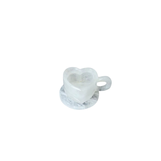 CLEAR QUARTZ HEART SHAPED CUP SET