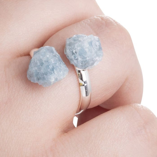 RAW AQUAMARINE SILVER PLATED RING