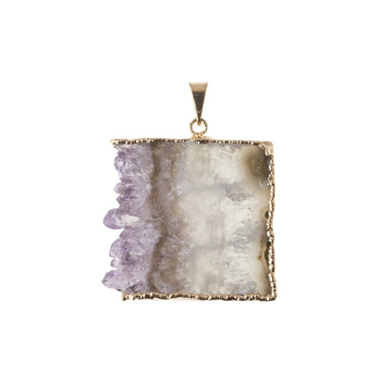 AMETHYST SLAB PENDANT (GOLD PLATED)