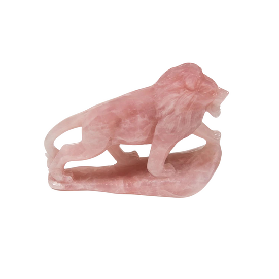 ROSE QUARTZ LION CARVING